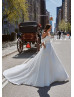 White Satin Royal Wedding Dress With Chapel Train